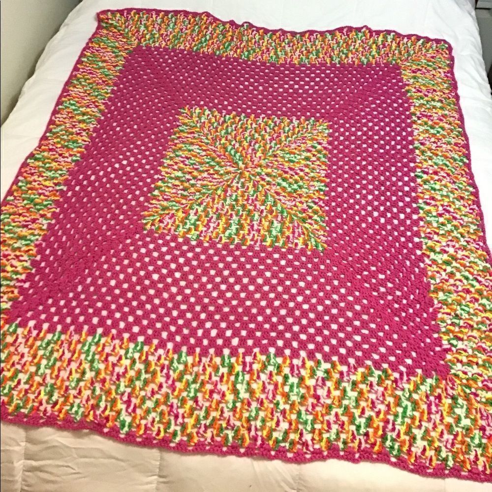 Handmade Knit Crochet Throw - Picture 2 of 6